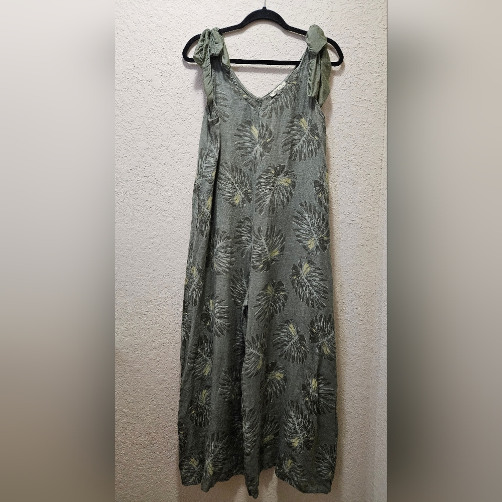 Women's Green Leaf-Print Maxi Skirt